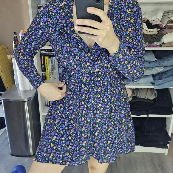 ZARA BLUE FLORAL MINI DRESS - Picture 3 of 9